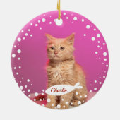 Kat Pet Keepomwille Kerstmis Eenvoudige foto Keramisch Ornament (Achterkant)