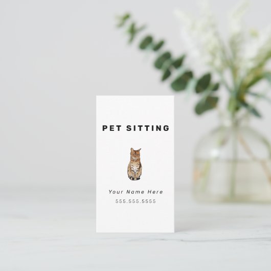 Kat Pet Sitting Visitekaartjes (Staand voorkant)