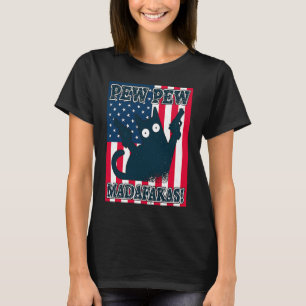 Kat Pew Madafakas Vintage Crazy Cat VS Vlag Grafis T-shirt