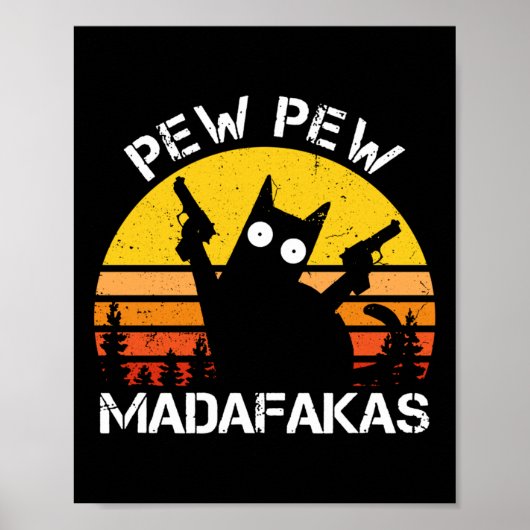 Kat - Pew Pew Madafakas Crazy Summer Cat met Pisto Poster (Voorkant)