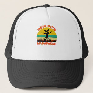 Kat Pew Pew Madafakas Vintage Gekke Kat Grappig T- Trucker Pet