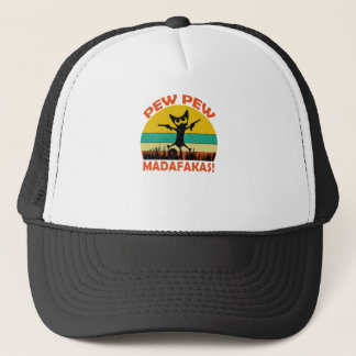 Kat Pew Pew Madafakas Vintage Gekke Kat Grappig T- Trucker Pet