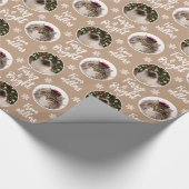 Kat Photo Furry & Bright Rustige White Kerstmis Cadeaupapier (Hoek)