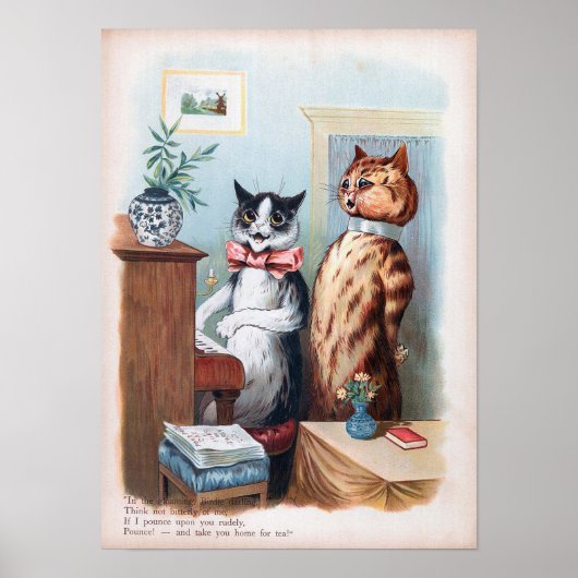Kat Piano begeleiding, Louis Wain Poster (Voorkant)