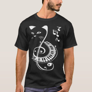 Kat Piano Muzieknoot T-shirt