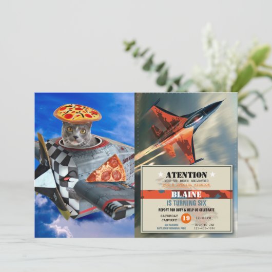 Kat piloot in het vliegtuig kaart (Staand voorkant)