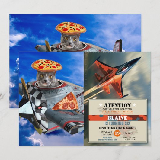 Kat piloot in het vliegtuig kaart (Voorkant / Achterkant)