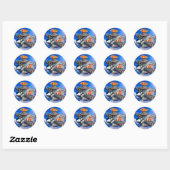 Kat piloot in het vliegtuig ronde sticker (Vel)