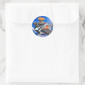 Kat piloot in het vliegtuig ronde sticker (Tas)
