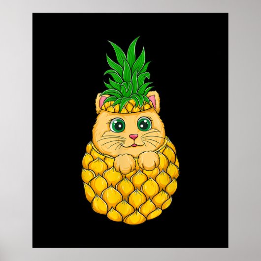 Kat Pineappel | Cute Cat Lover | Summer Fruit Gift Poster (Voorkant)
