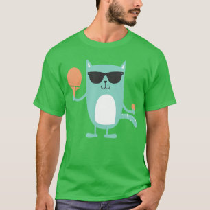 Kat Ping Pong Speler Paddle Game Sporttoernooi L T-shirt