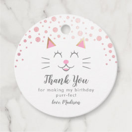 Kat Pink Gold Birthday Bedankjes Labels
