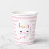 Kat Pink Gold Birthday Papieren Bekers (Voorkant)