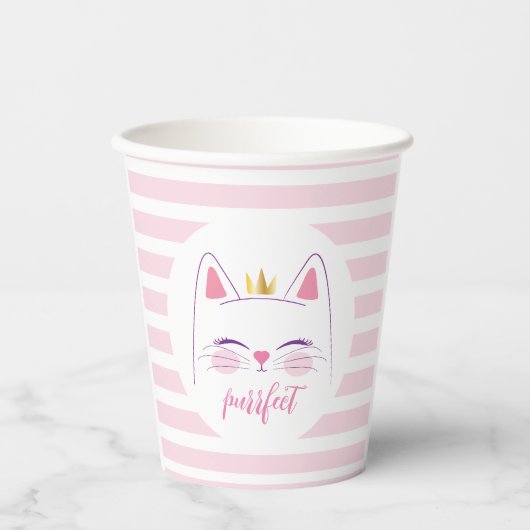 Kat Pink Gold Birthday Papieren Bekers (Voorkant)
