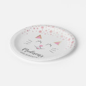 Kat Pink Gold Birthday Papieren Bordje (Gekanteld)