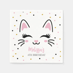 Kat Pink Gold Birthday Servet