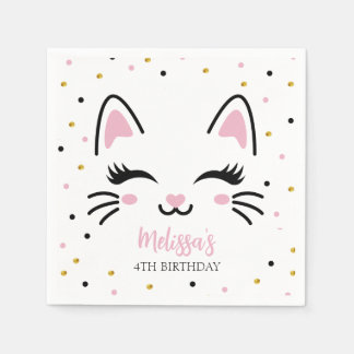 Kat Pink Gold Birthday Servet