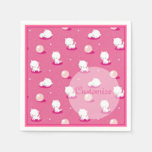 Kat Pink Kittens Patten Napkins Servetten