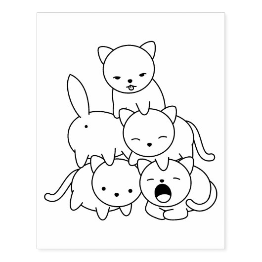 Kat-piramide - Kleurgroep van katten Pagina Rubberstempel (Afrduk)