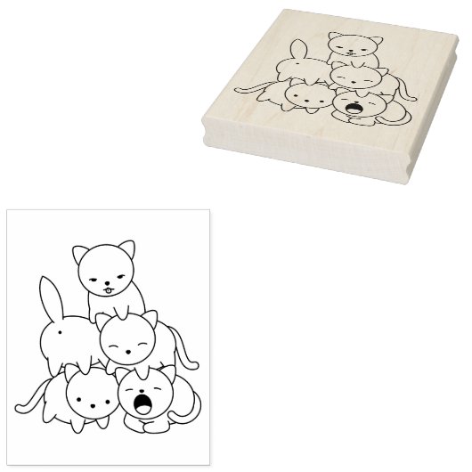 Kat-piramide - Kleurgroep van katten Pagina Rubberstempel (Gestempeld)