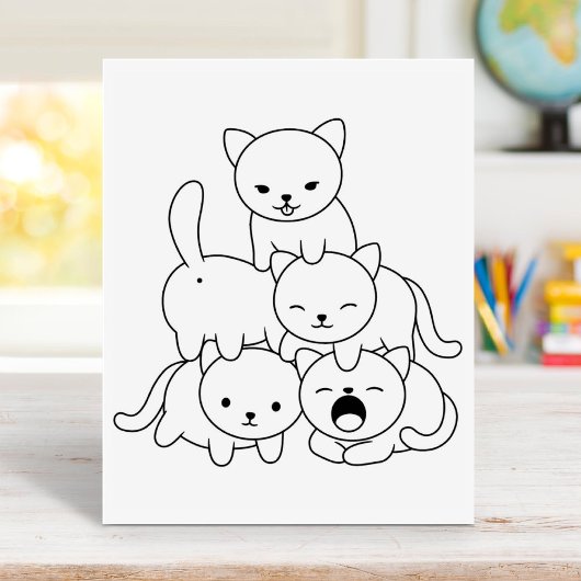 Kat-piramide - Kleurgroep van katten Pagina Rubberstempel