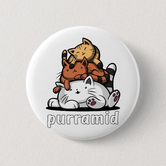 Kat Piramide Purramide Knuffel Kittens Ronde Button 5,7 Cm (Voorkant)