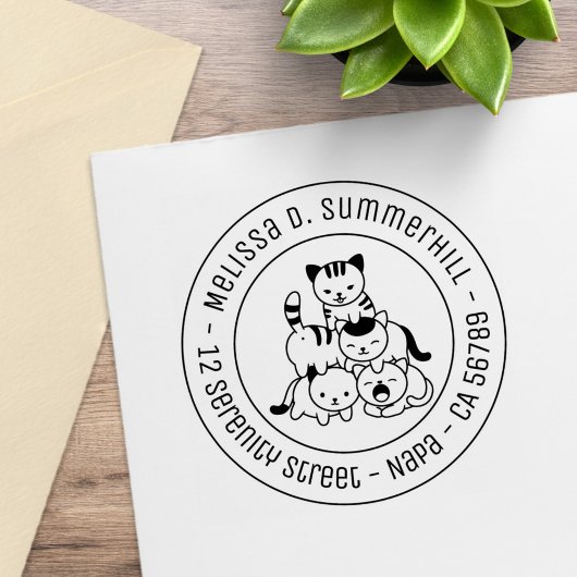 Kat Piramide Rond Adres Rubberstempel