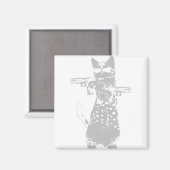 Kat - pistool kat grappige kat magneet (Voorkant / Achterkant)