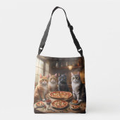 Kat Pizza Avond, Crossbody Tas (Achterkant)
