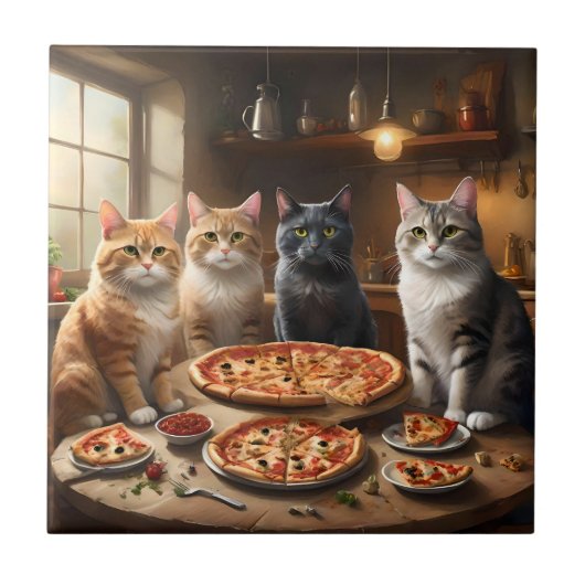 Kat Pizza Avond, Tegeltje (Voorkant)