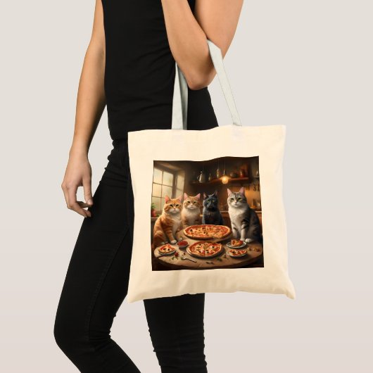 Kat Pizza Avond, Tote Bag (Voorkant (product))