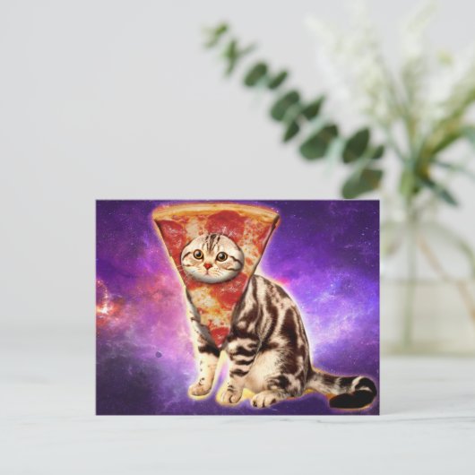 Kat-pizza Briefkaart (Staand voorkant)