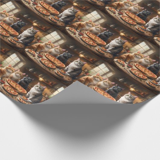 Kat Pizza Nacht, Cadeaupapier (Hoek)