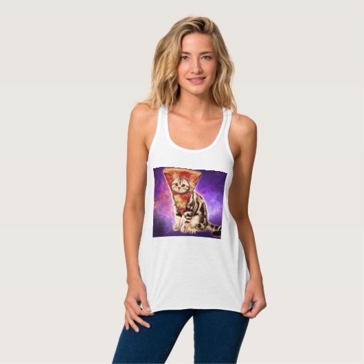 Kat-pizza Tanktop (Volledige Voorkant)