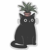 Kat Plant hoofd Sticker (Voorkant)