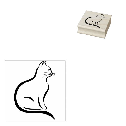 kat poes kunststempel rubberstempel (Gestempeld)