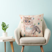 Kat poka-stippen met aangepaste waterverf roze kin kussen (Stoel)