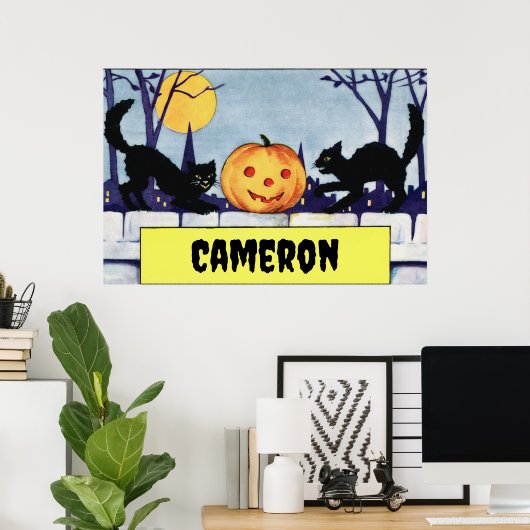 Kat Pompoen Halloween Poster (Thuiskantoor)