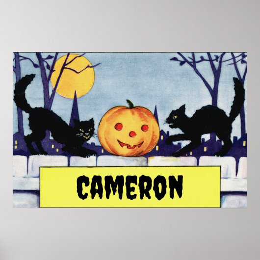   Kat Pompoen Halloween Poster (Voorkant)