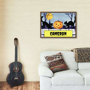 Kat Pompoen Halloween Poster