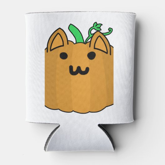 Kat Pompoen Halloween Sticker Blikjeskoeler (Voorkant)