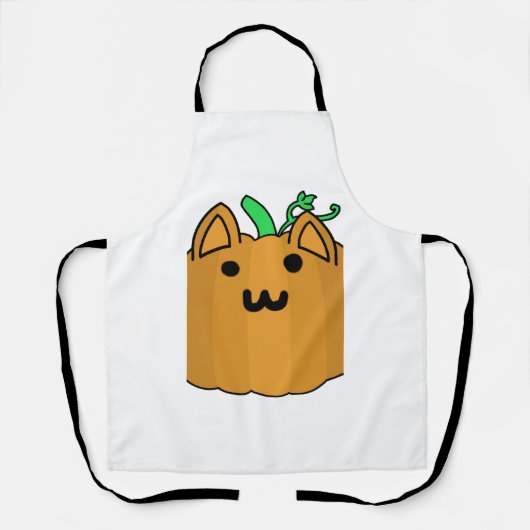 Kat Pompoen Halloween Sticker Schort (Voorkant)