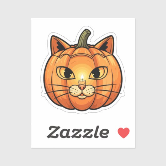 Kat Pompoen Lantaarn Gezicht - Halloween Vinyl Sti Sticker (Vel)