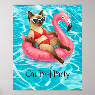 Kat Pool Feestje  Poster