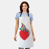 Kat Pop Art Stijl Kitty Op Een Hart Schort (Gedragen)