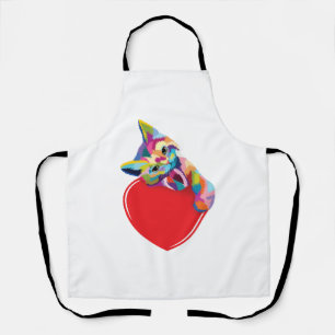 Kat Pop Art Stijl Kitty Op Een Hart Schort