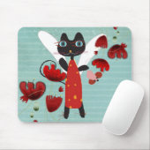 Kat poppelt angel sad mouse aqua sun mousepad muismat (Met muis)