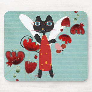 Kat poppelt angel sad mouse aqua sun mousepad muismat
