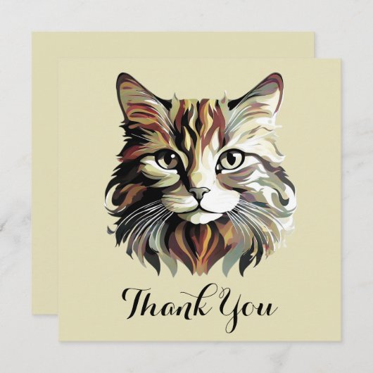 Kat Portret Art Design Dank u kaart (Voorkant / Achterkant)