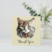Kat Portret Art Design Dank u kaart (Staand voorkant)